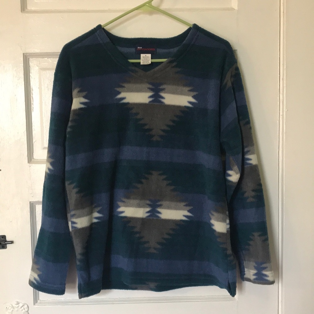 Geometric Blue and Green Crewneck Sweater